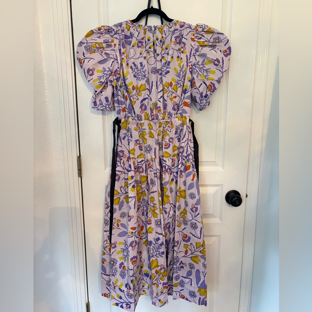 Jessie Zhao Purple Floral Cotton Midi Dress size 4 NWT $269 - Picture 9 of 13